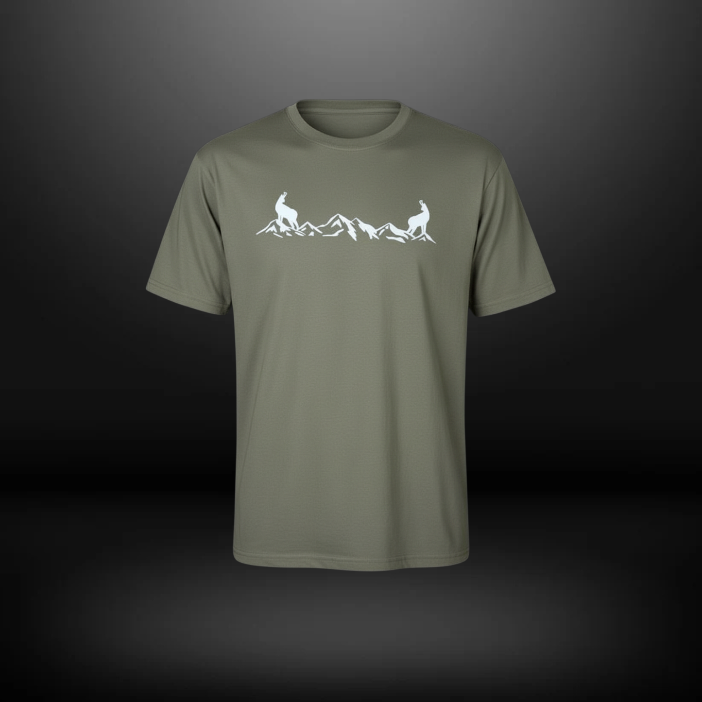 Trendsetter T-Shirt Herren 2 Gams auf Berg, New Army/Weiss